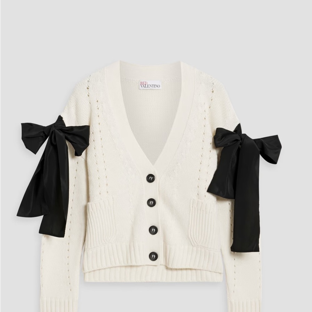 Valentino Women's Cream Sweater with Black Bows